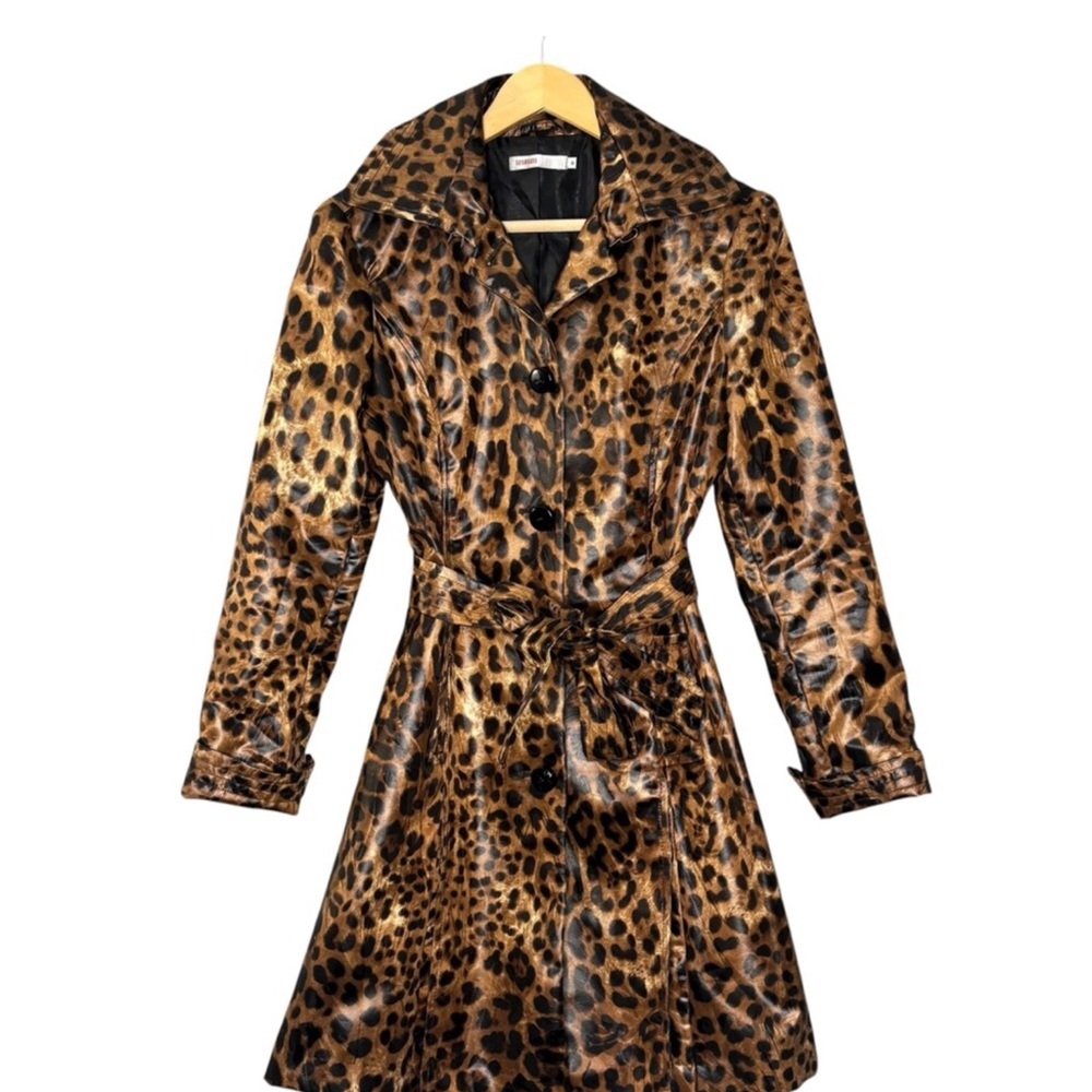 Vintage Georgiou Studio jacket leopard print belted lightweight trench size S